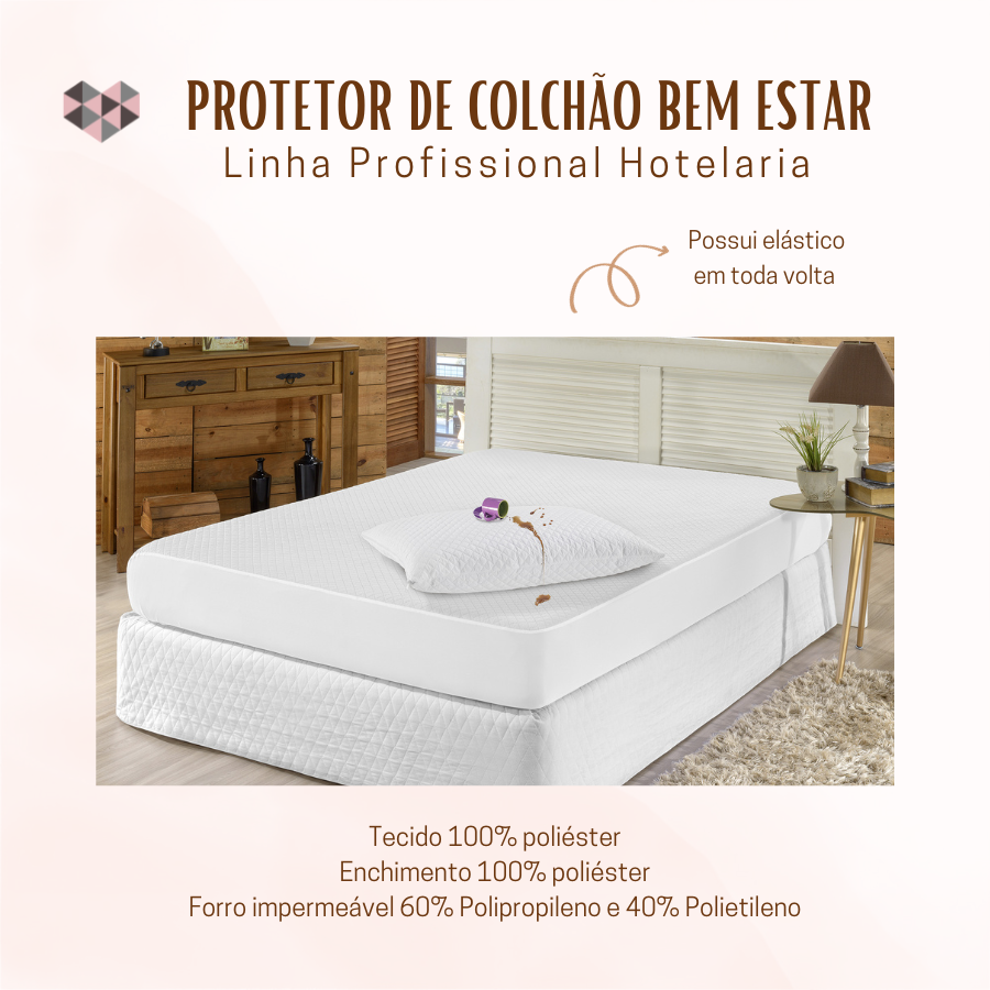 Capa Protetora de Colchão Impermeável Casal King Profissional Bem Estar Matelado