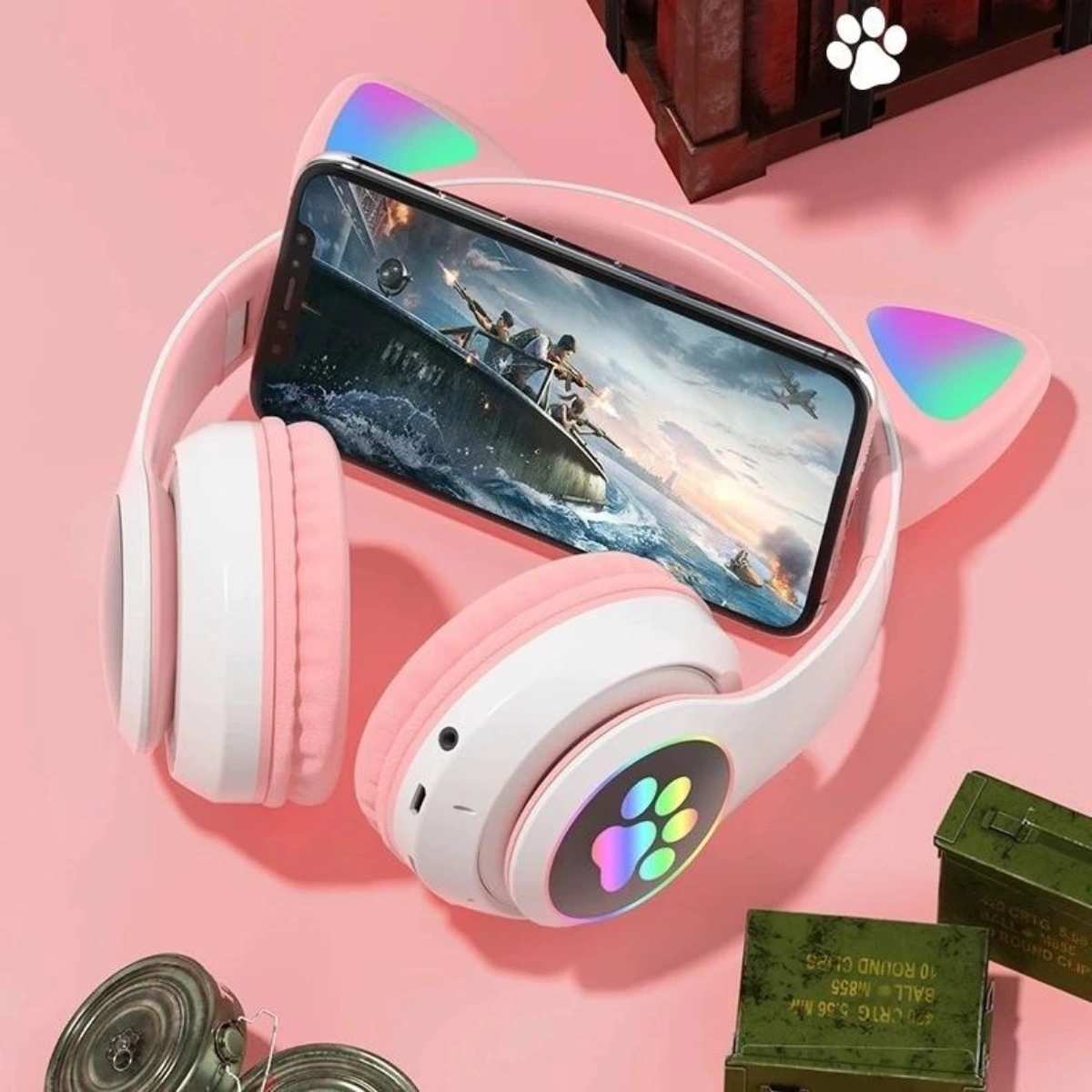 Fone Bluetooth Gamer Orelhas de Gato com Led Headphone - Imagem 4