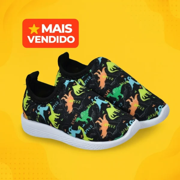 Tenis infantil calce facil dinossauro 20 ao 33 confortavel