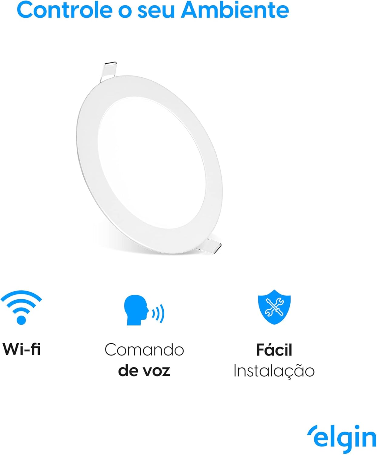Luminária LED Inteligente 24W 3000-6500K Elgin Redonda de Embutir Wi-Fi Bivolt Compatível com Alexa e Google Home
