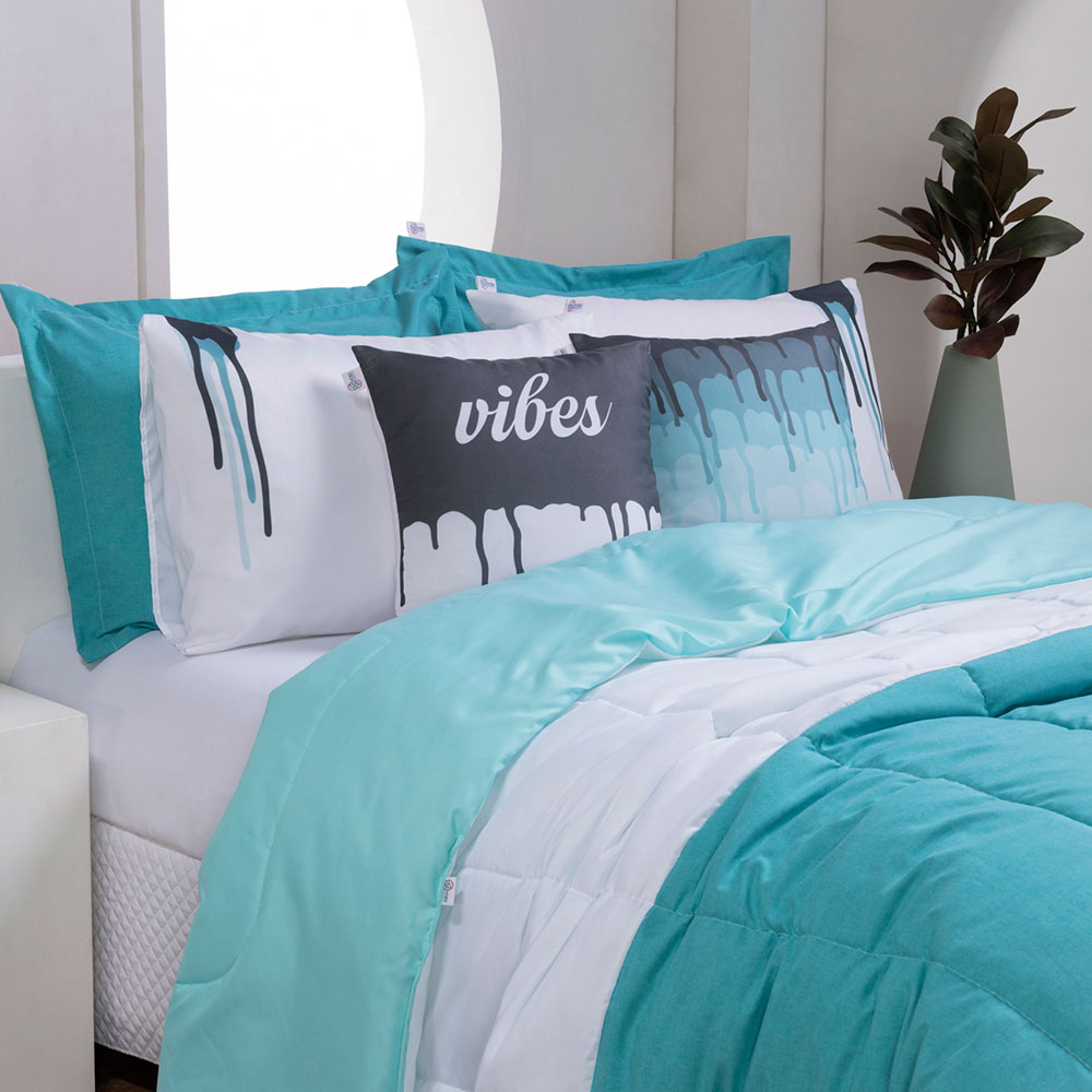 Edredom Casal King Colorful Linho e Hipercal 400 Fios