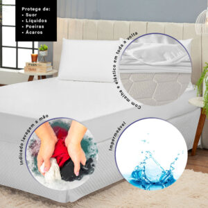 Capa Protetora de Colchão Impermeável Casal King com Elástico