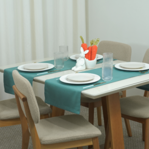 Caminho Trilho Corredor de Mesa Essence Tecido Linho 130x40cm com Bainha Páscoa - verde