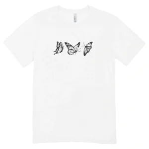 Camisa Feminina Baby Look De Borboletas