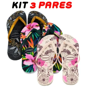 Kit 3 Chinelos Feminino Havaianas Flores