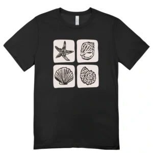 Camisa Feminina Baby Look Conchas Marinhas