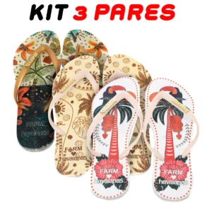 Kit 3 Chinelos Feminino Farm Havaianas