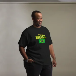 Camiseta Masculina Plus Size Brasil Bandeira