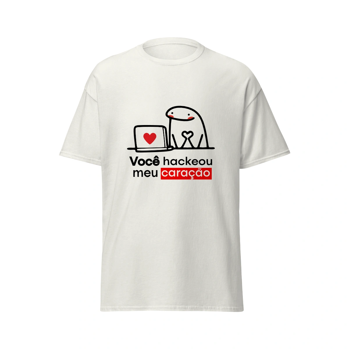 Camiseta Masculina Dia dos Namorados Metade Você Hackeou Meu Coração - Imagem 4