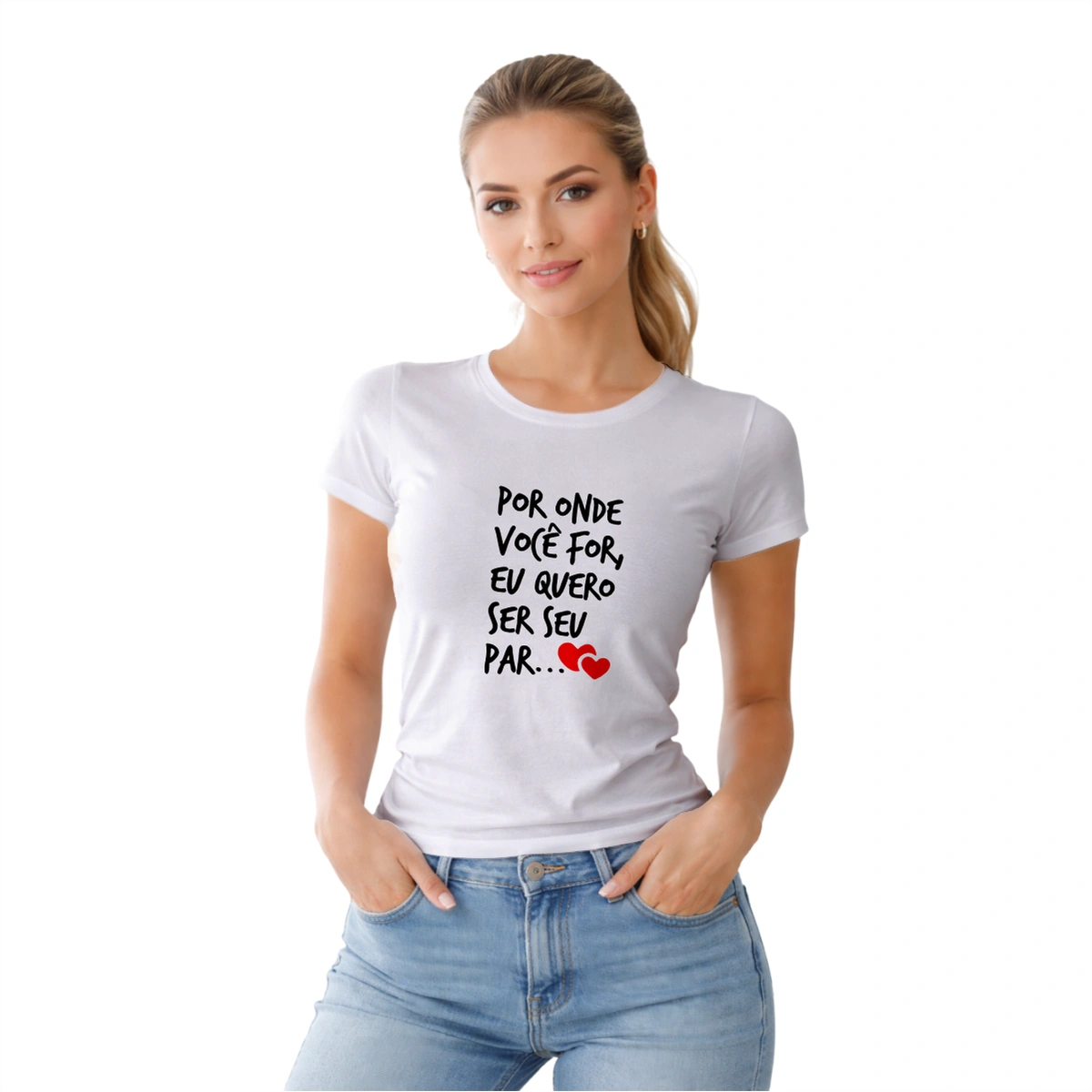 Camisa Feminina Baby Look Dia dos Namorados Por Onde Você For - Imagem 7