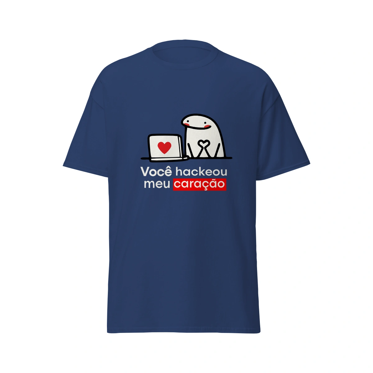 Camiseta Masculina Dia dos Namorados Metade Você Hackeou Meu Coração - Imagem 7