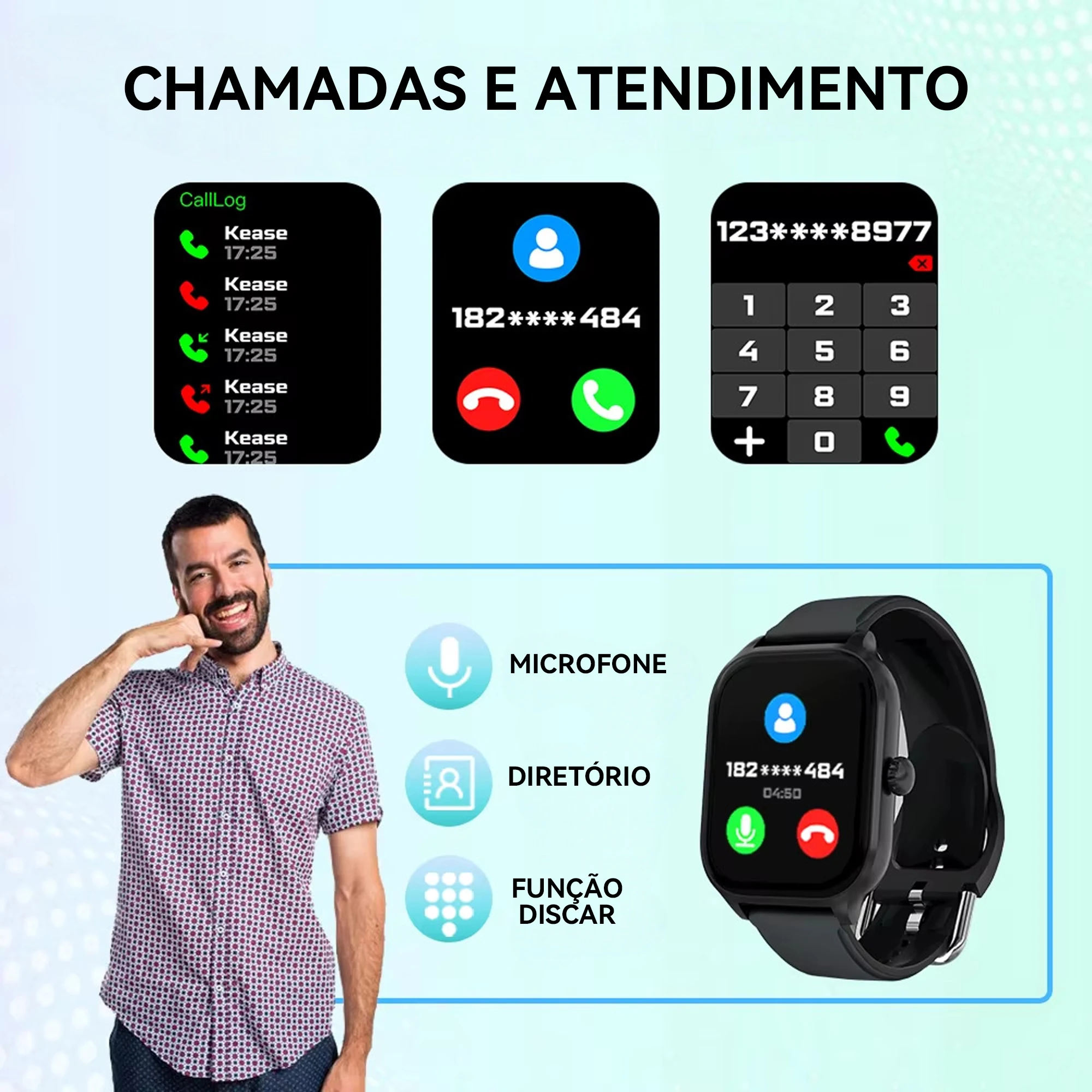 Smartwatch Redondo Relógio Inteligente Masculino Feminino Tela Touch 1.38 Faz Chamadas Bluetooth Modos Esportivos - Imagem 3