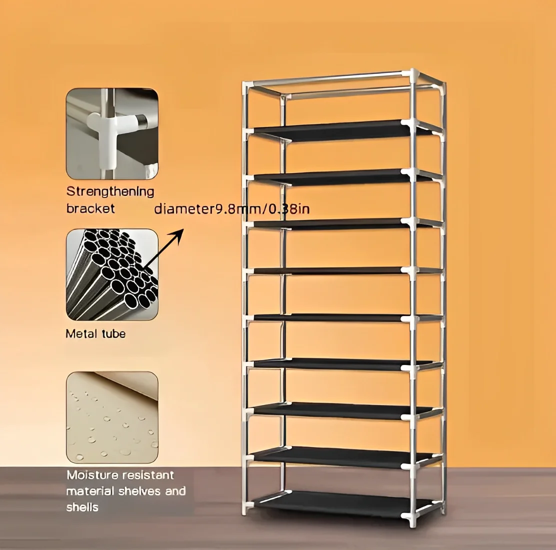 Sapateira Vertical Luxo Inox 27 pares 9 Prateleiras - Neverdie Store - Imagem 6
