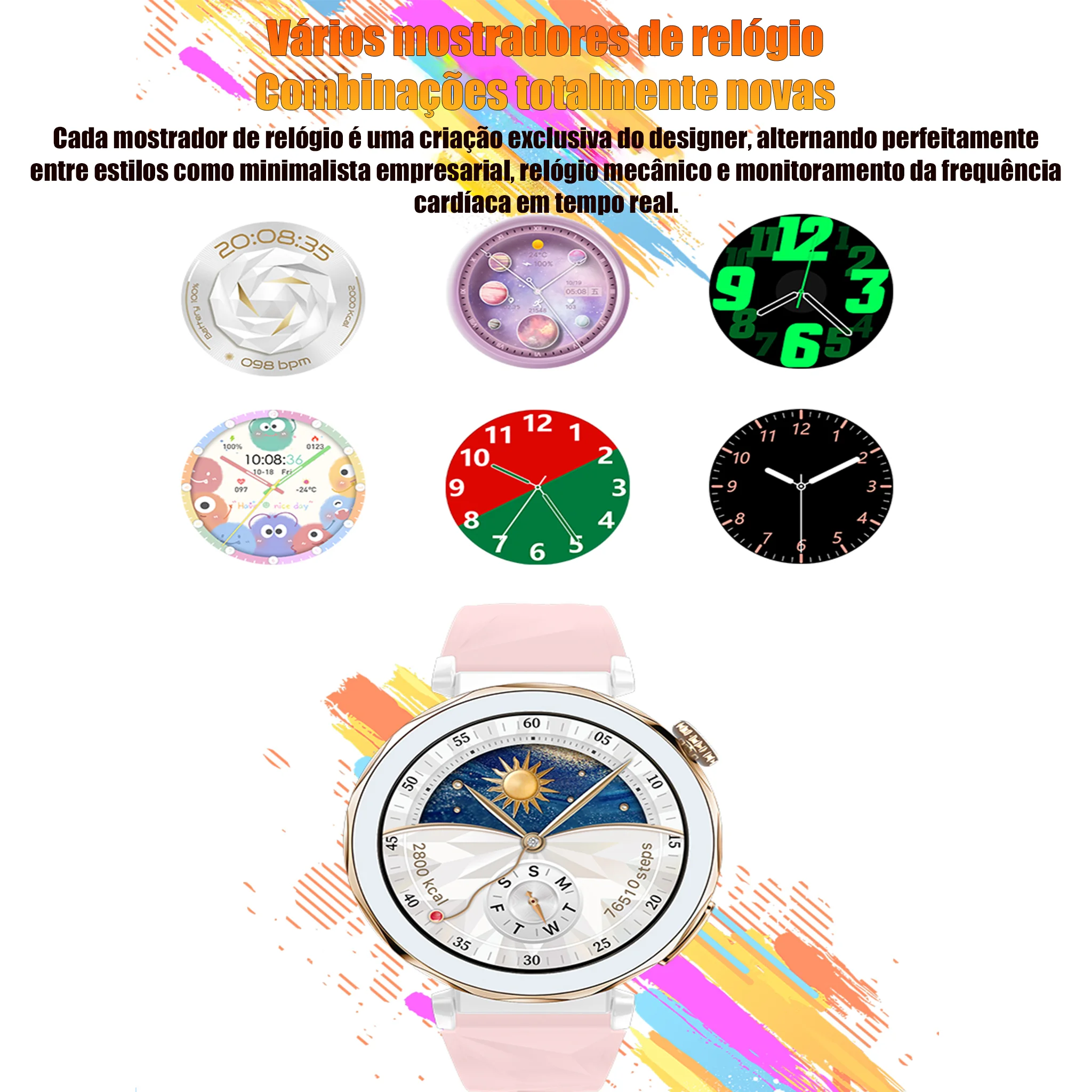 Relógio Inteligente Smartwatch Aurafit Energy 3 Casual Fino Atende Ligações Bluetooth Monitor de Saúde Academia - Imagem 4