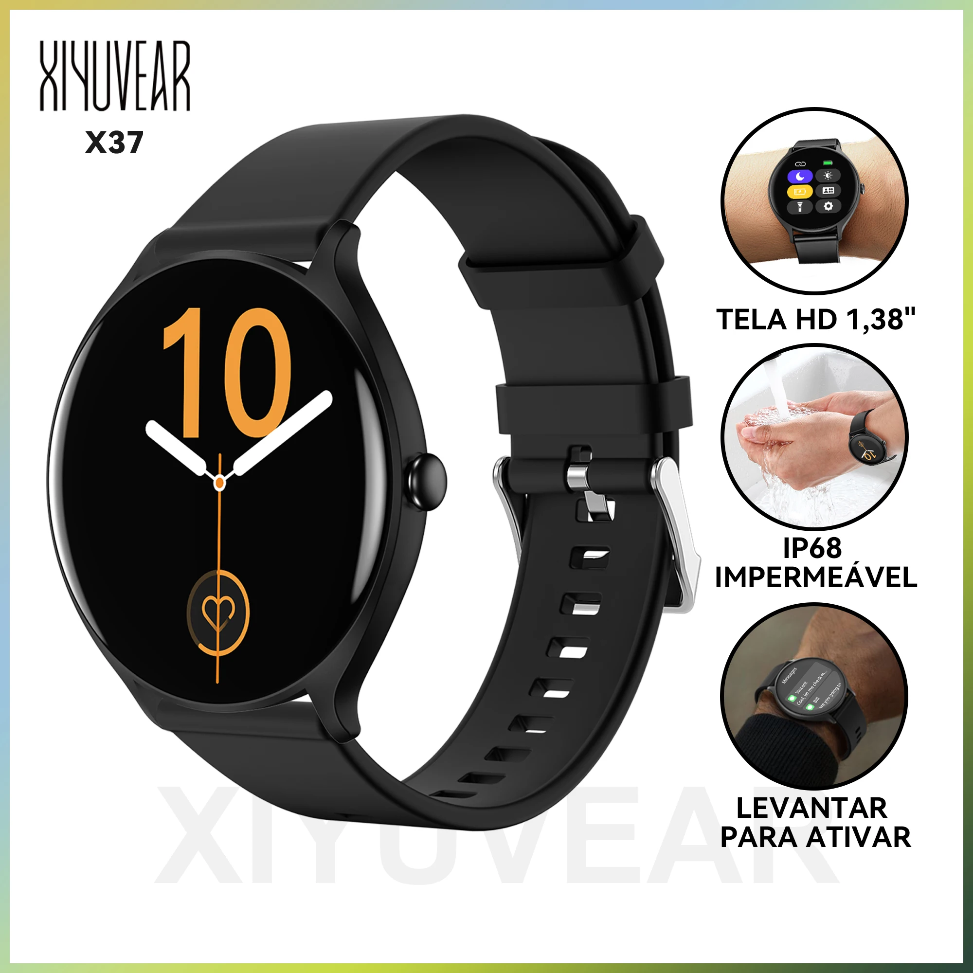 Smartwatch Tela Redonda 1,38" Touch Modos Esportivos Chamadas e Mensagens Presente Homens Mulheres