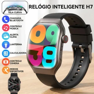 Smartwatch H7 Relógio Inteligente Masculino Feminino Tela Curva Grande 2.01 Faz Chamadas Bluetooth Notificações