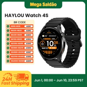 Smartwatch Haylou 4S GPS Tela AMOLED 1.43 120 Modos Treino