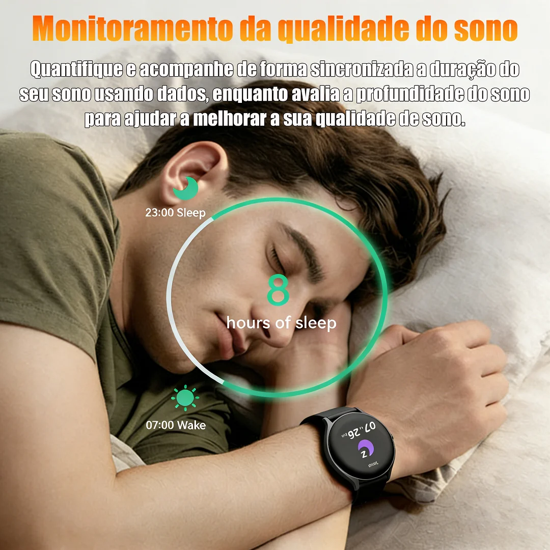 Smartwatch Tela Redonda 1,38" Touch Modos Esportivos Chamadas e Mensagens Presente Homens Mulheres - Imagem 4