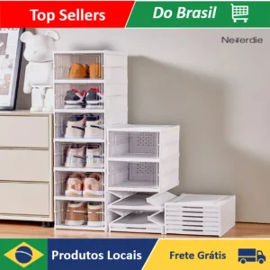 Kit Camida Caixa De Sapato Dobrável Armazenamento Transparentes Sapateira Empilhável Prova De Poeira Dormitório - Neverdie store