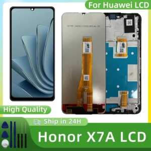 Tela IPS de 6,75 polegadas para Huawei Honor X7A, conjunto digitalizador de tela sensível ao toque com moldura RKY-LX1 RKY-LX2 RKY-LX3, peças de reposição
