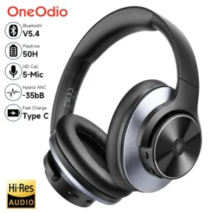 Oneodio A10 fone de ouvido bluetooth 5.4 com híbrido cancelamento de ruído ativo, oi-res de áudio sobre a orelha do fones sem fio bluetooth ANC com microfone