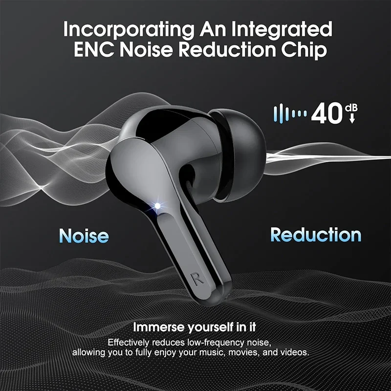 Novos fones de ouvido sem fio estéreo alta fidelidade bt5.3 com cancelamento ruído enc 48h display led fones ip7 à prova dip7 água - Imagem 5