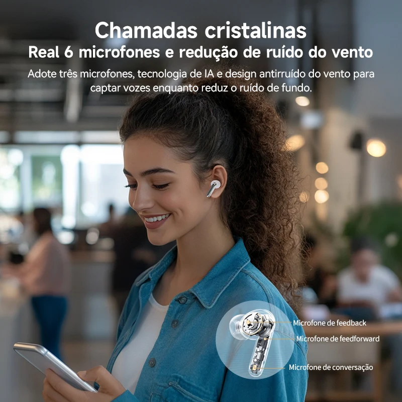 Qcy melobuds n50 anc bluetooth 5.4 fones de ouvido sem fio cancelamento de ruído ativo 6 microfones chamada clara fones conexão multiponto - Imagem 4