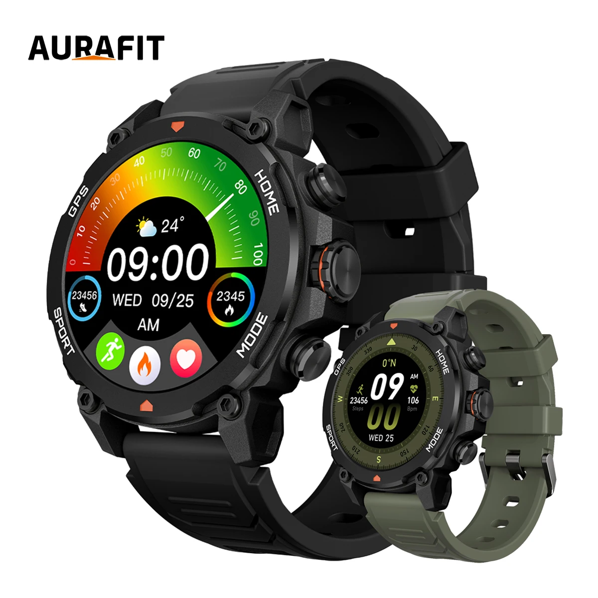 AURAFIT reloj hombre GPS SmartWatch 1.43" HD AMOLED GPS integrado Llamadas telefónicas Deportes Smartwatch para hombres