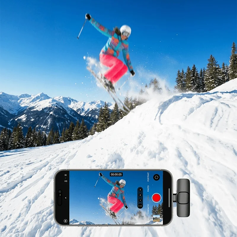 Microfone de Lapela Sem Fio para iPhone, iPad, Microfone para Gravação de Vídeos, Entrevistas, Podcasts e Vlogs com Redução de Ruído - Imagem 5