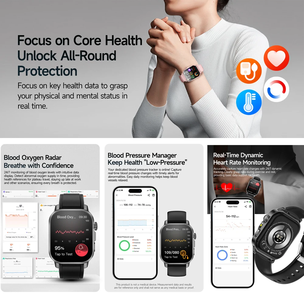 Smartwatch Masculino e Feminino ECG+PPG com Ácido Úrico e Saúde Lipídica Tela 2.01" Chamada Bluetooth e Lanterna - Imagem 6