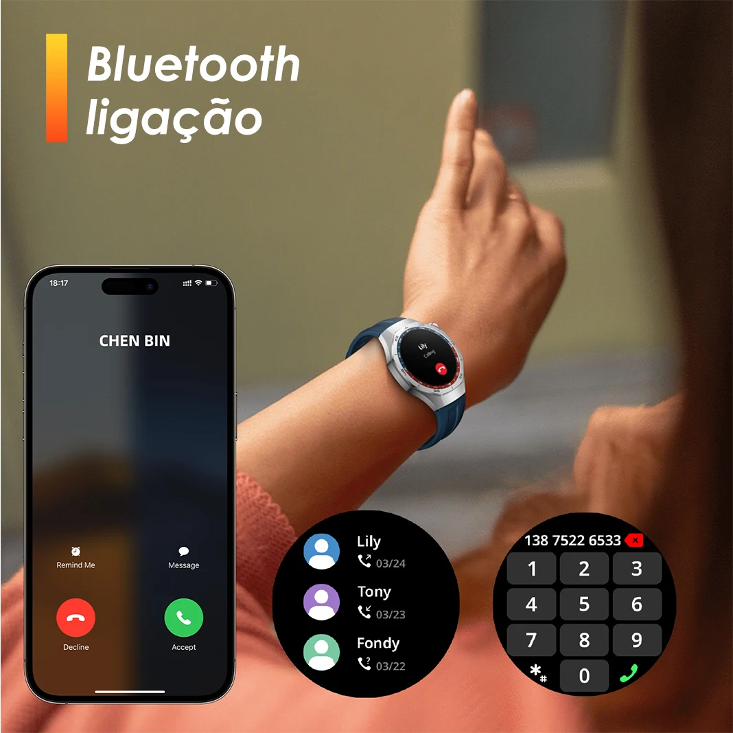 Smartwatch Aurafit Energy 3 Relógio Inteligente Masculino Tela Amoled 1.43 Faz Chamadas Bluetooth À Prova D'água - Imagem 4