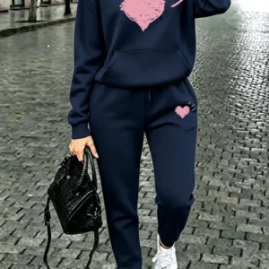 Conjunto Moletom Feminino Com Capuz E Calça Outono Inverno