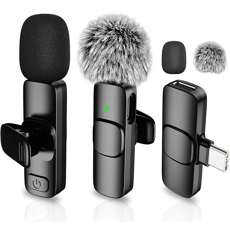 Microfone de Lapela Sem Fio para iPhone, iPad, Microfone para Gravação de Vídeos, Entrevistas, Podcasts e Vlogs com Redução de Ruído