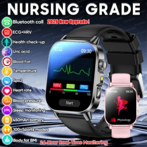 Novo Smartwatch 2026 com ECG+PPG para Diagnóstico de Saúde, Análise Corporal, Pressão Arterial, Lipídios e Ácido Úrico, Rastreador de Saúde Feminina