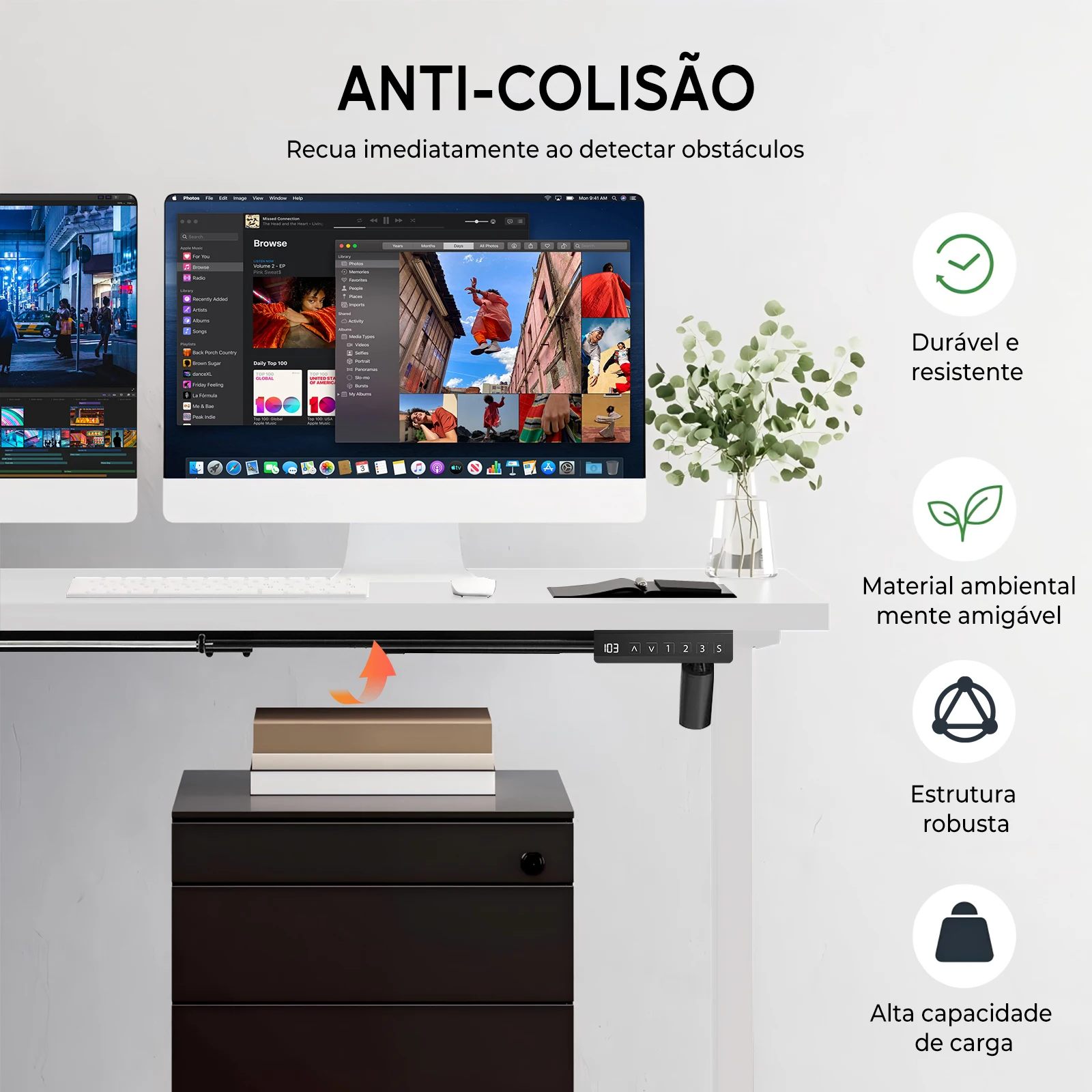 Mesa elétrica com altura ajustável - Estrutura de mesa para trabalhar sentado ou em pé, para trabalho de escritório ou jogos - Imagem 4