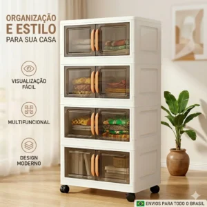 Organizador De Armário Dobrável Empilhável Com Rodas E Portas Magnéticas