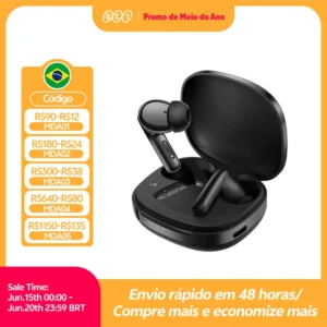 QCY T13 Pro Fones de Ouvido Sem Fio com ANC Adaptativo, Drivers de 13mm, Graves Potentes, ANC Híbrido de 50dB, Bluetooth 6.0, 6 Microfones ENC, 47H de Duração HT23