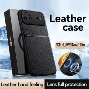 Capa para Huawei Nova 15 Pro com Suporte Magnético, Capa de Couro, Capa Traseira com Moldura Macia para Huawei Nova 14 15 Ultra