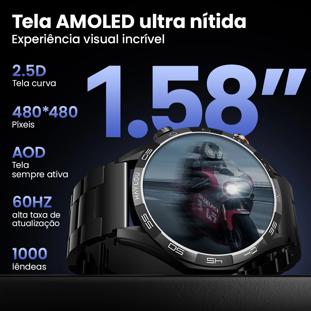 Smartwatch Haylou Solar 5 AMOLED 1.58", Chamadas Bluetooth, Prova d'água IP68 e Saúde 24H - Imagem 3