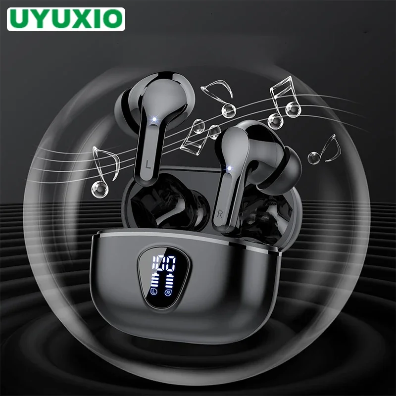 Novos fones de ouvido sem fio estéreo alta fidelidade bt5.3 com cancelamento ruído enc 48h display led fones ip7 à prova dip7 água
