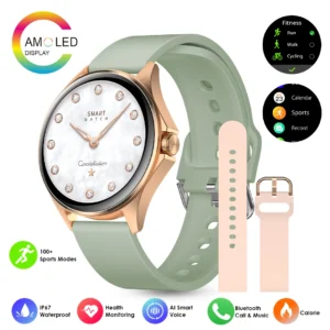 Envío gratuito Smartwatch Feminino Aurafit Energy 3 Relógio Inteligente Rose Gold Tela Amoled Faz Chamadas Bluetooth À Prova D'água