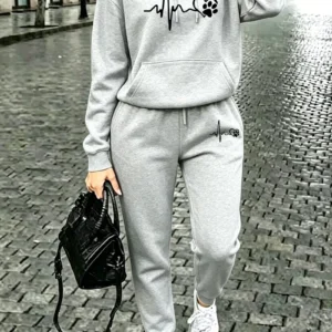 Conjunto Moletom Feminino Casual Streetwear Calça E Capuz