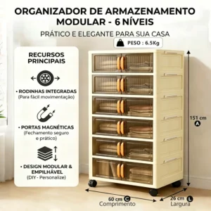 Armário Organizador Magnético Dobrável Empilhável Duas Portas 60cm-6