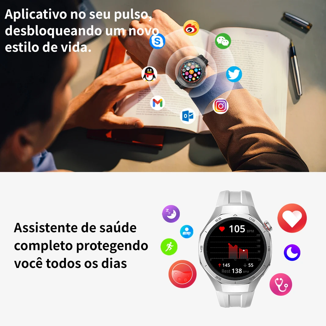 Smartwatch Aurafit Energy 3 Relógio Inteligente Masculino Tela Amoled 1.43 Faz Chamadas Bluetooth À Prova D'água - Imagem 6
