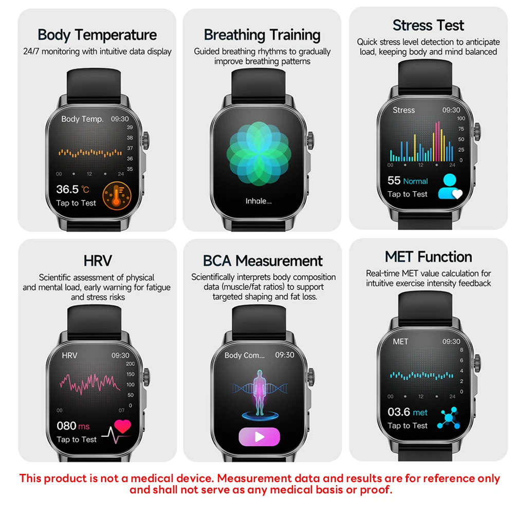 Smartwatch Masculino e Feminino ECG+PPG com Ácido Úrico e Saúde Lipídica Tela 2.01" Chamada Bluetooth e Lanterna - Imagem 5