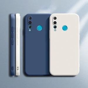 Capa de telefone original para Huawei Nova 4 4E, proteção de lente, silicone líquido quadrado, Nova4, macio, luxo, clássico, capa ultrafina