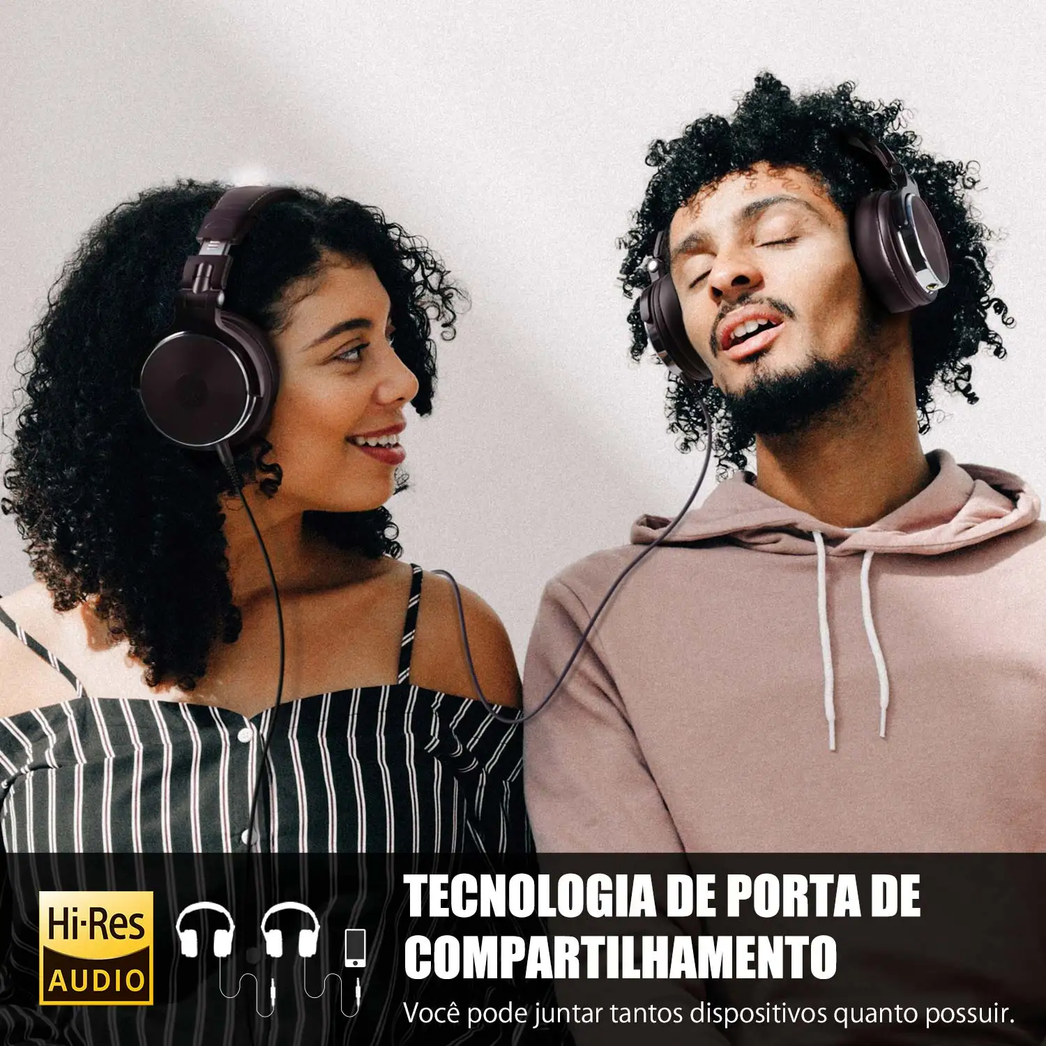 Fone De Ouvido Headphone Monitor Estúdio DJ Oneodio Pro Com Fio E Microfone - Imagem 4