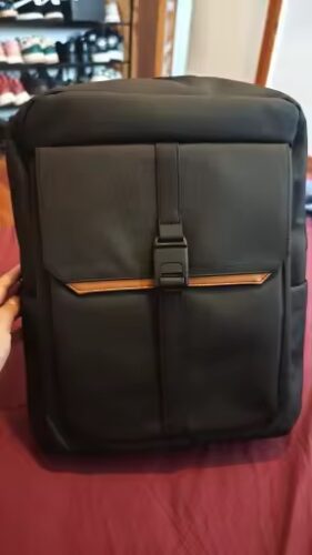 Mochila de negócios elegante HK para homens, à prova d'água, mochila para laptop com aba de 15,6 polegadas, vários bolsos, mochila casual para trabalho, escola photo review