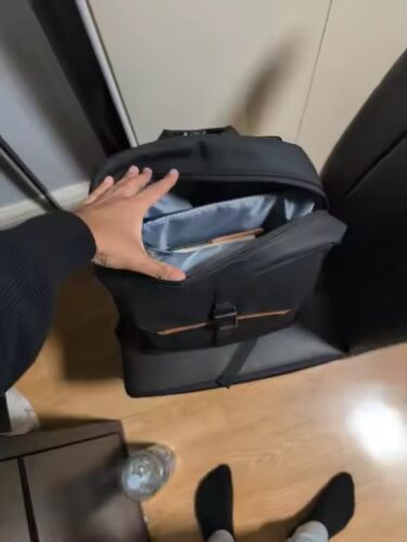 Mochila de negócios elegante HK para homens, à prova d'água, mochila para laptop com aba de 15,6 polegadas, vários bolsos, mochila casual para trabalho, escola photo review