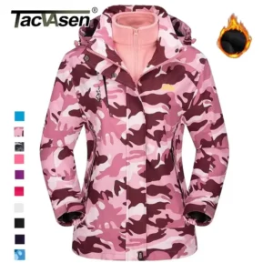 Tacvasen 3 em 1 jaqueta de montanha de neve casacos de inverno femininos à prova dwindproof água à prova de vento forrado de lã jaquetas de esqui caminhadas parka casacos com capuz